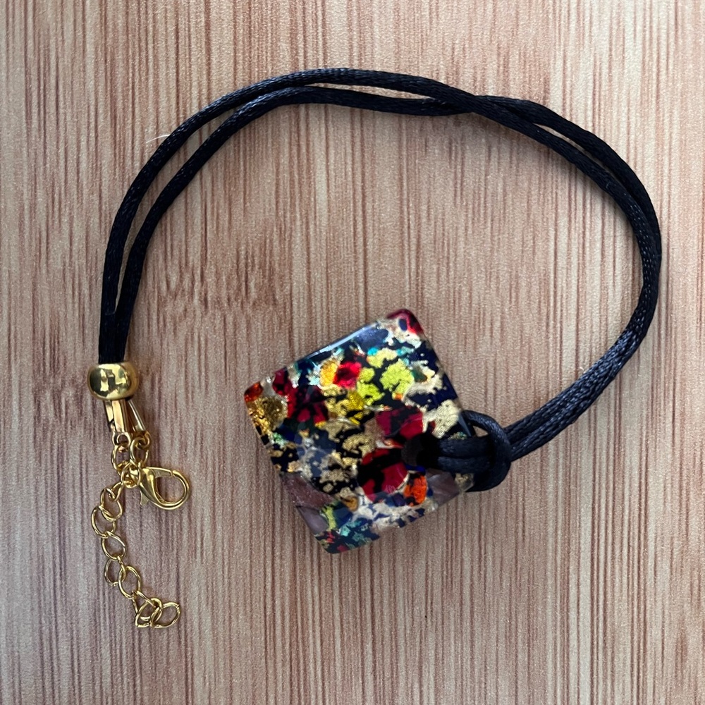 Colorful Abstract Murano Glass Pendant Necklace